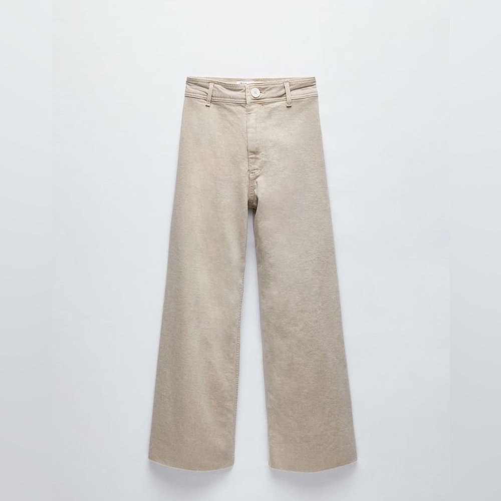 ZARA Women Marine Beige/Tan Straight Leg Jeans!